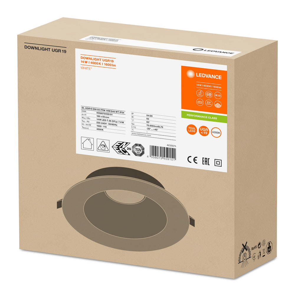 LED downlight 14W IP54 4000K 65° – zápustné LED svietidlo LEDVANCE