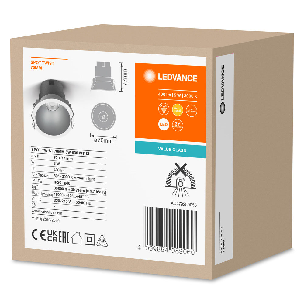 LED stropné svietidlo 5W IP20 3000K 30° – stropné LED svietidlo LEDVANCE