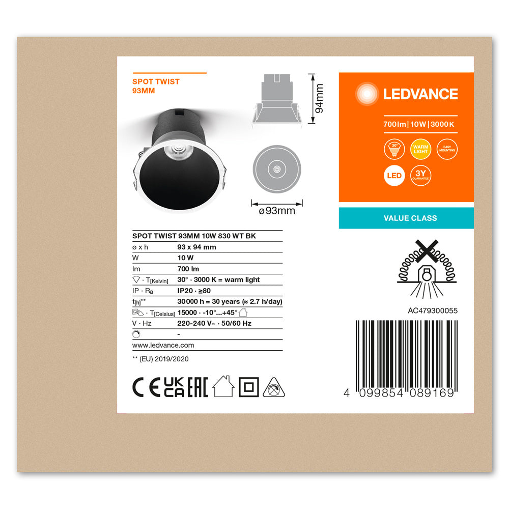 LED stropné svietidlo 10W IP20 3000K 30° – stropné LED svietidlo LEDVANCE